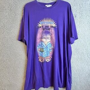 VTG Lollipop Cat Lady Long Sleep Shirt OS "Mornings Ain't All That Great" Humor
